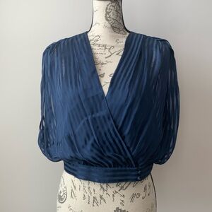 Alice + Olivia Silk Wrap Crop Top